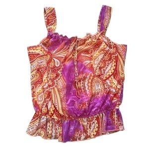 Heart Soul women’s paisley print peplum style tank with keyhole cutout Size XL